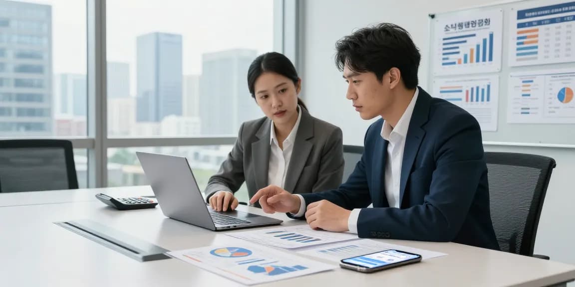 소액결제현금화 관련 분석 중인 전문가의 현대적인 사무실 모습