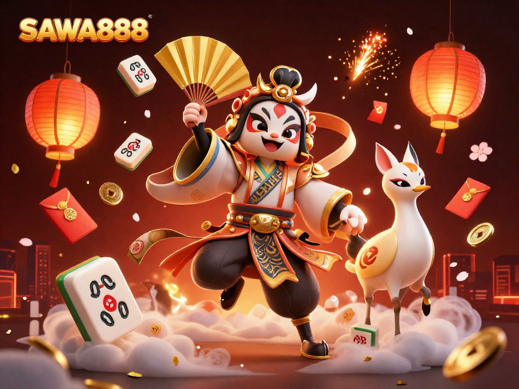 Engage with SAWA888's thrilling slots experience featuring vibrant characters and dynamic casino elements.