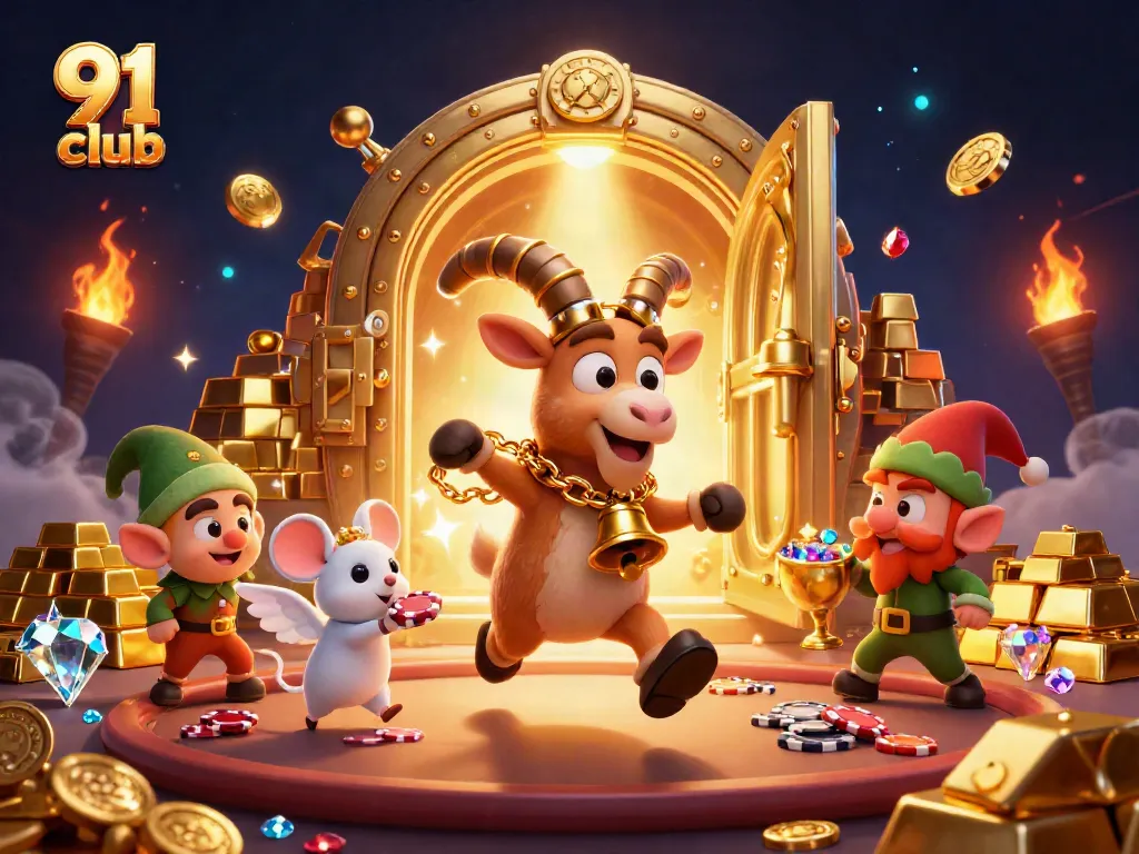 Engage in thrilling gaming action at 91 club featuring lively characters and vibrant casino elements.