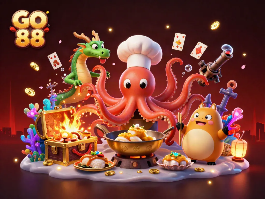 Experience thrilling gaming action at GO 88 with vibrant characters and dynamic elements.