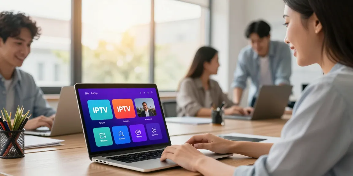 Trustworthy IPTV Reseller UK managing client accounts in a local office.