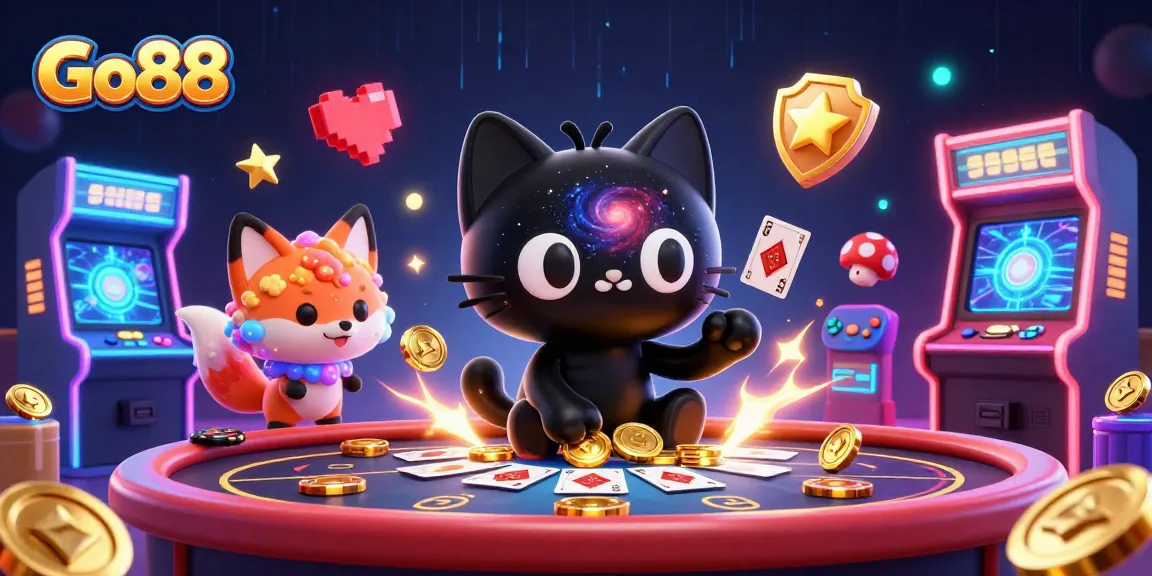 Join the fun at Go88's vibrant cosmic casino with colorful characters and exciting game elements!